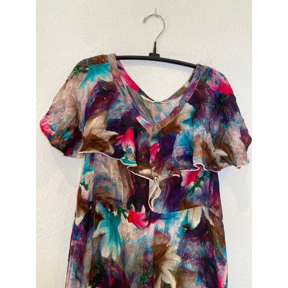 Soft Surroundings Italian Dreams Colorful Maxi Dress V-Neck EUC Sz S Boho Summer - Picture 2 of 13